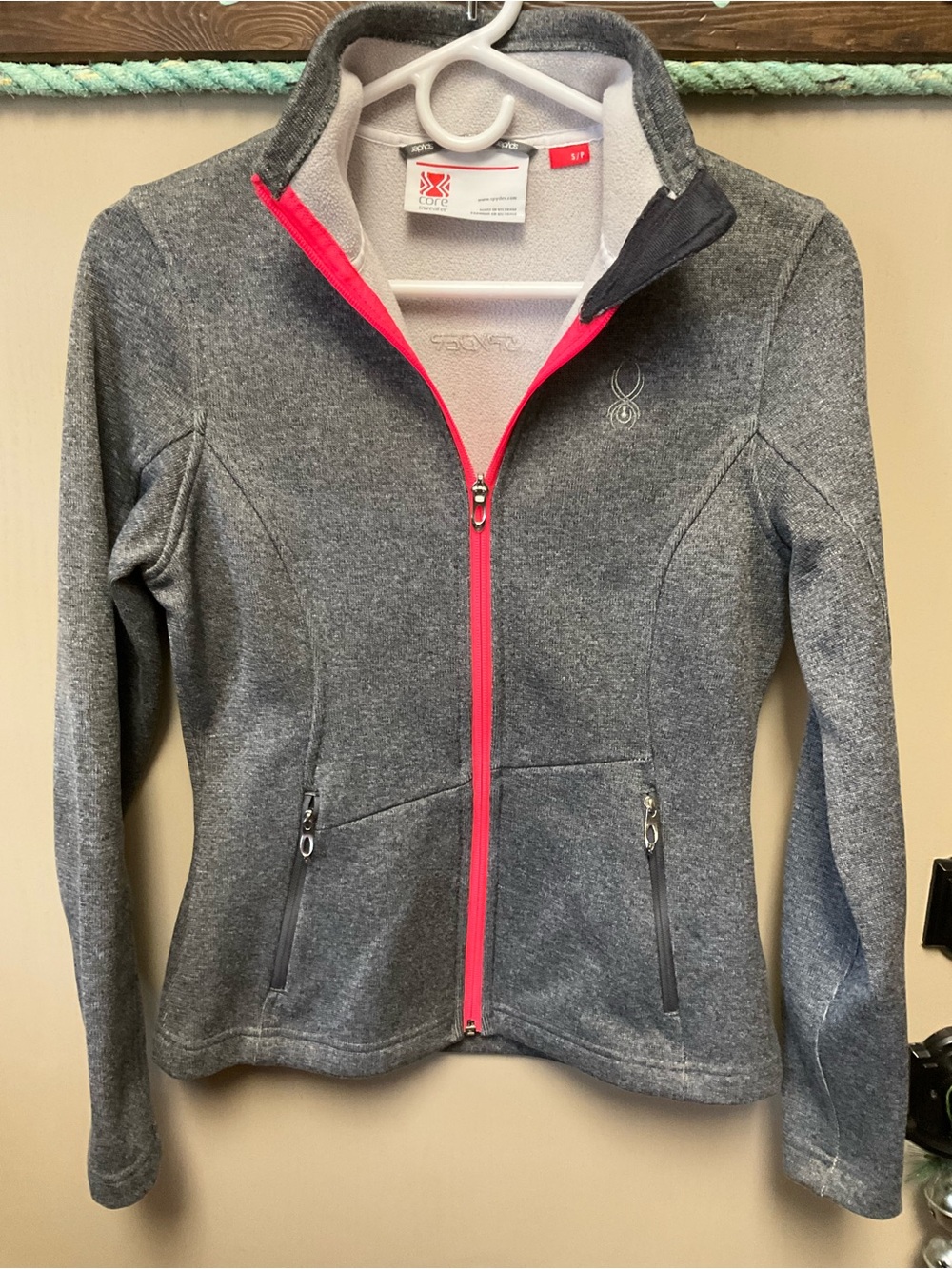 Spyder Light Grey Sweater with Pink Accent